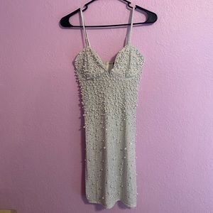 Silver Pearl Mini Dress